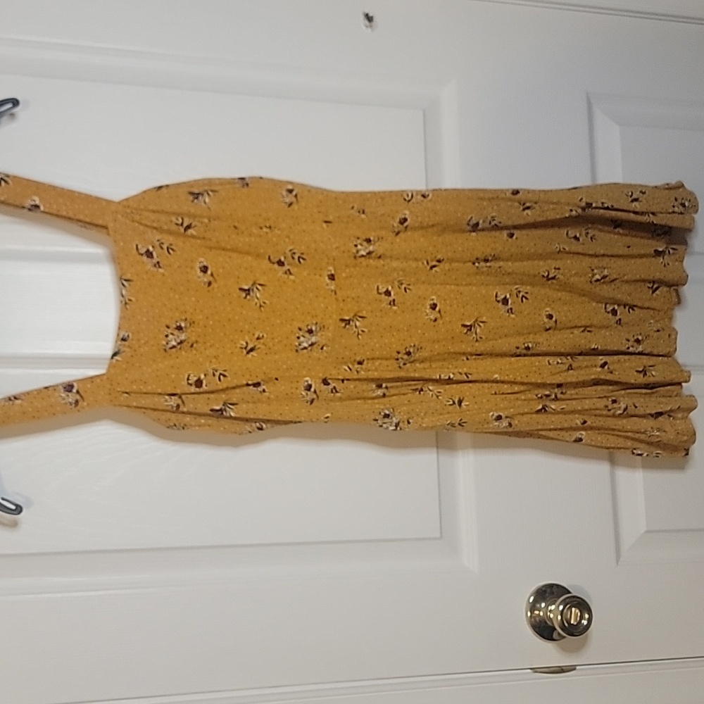 Wild Fable S Mustard Floral Tank Mini Dress